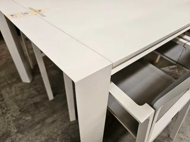 Jati-kebon alu tuintafel aspen wit mat 200 x 100cm - afbeelding 3 van  3