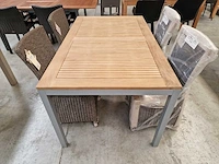 Jati-kebon alu tuintafel haiti mistral grijs 150 x 90cm met massief teak - afbeelding 2 van  4