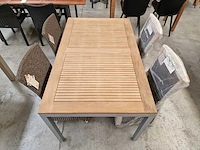 Jati-kebon alu tuintafel haiti mistral grijs 150 x 90cm met massief teak - afbeelding 4 van  4