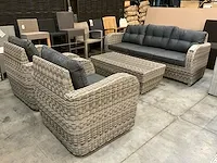 Jati-kebon wicker lounge bursa coral white + kussens grey - afbeelding 1 van  6
