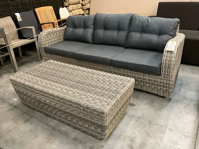 Jati-kebon wicker lounge bursa coral white + kussens grey - afbeelding 2 van  6