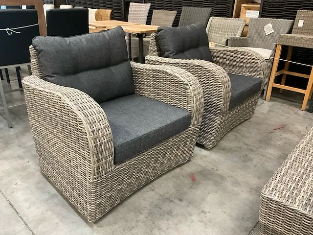 Jati-kebon wicker lounge bursa coral white + kussens grey - afbeelding 3 van  6