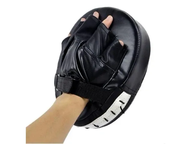 Jawes- boks pad- 1 stuk- zwart- bokspads- pads boksen- pads- afweer stootkussen- handpad- mma- kickbox- boxen- muay- thai- karate- judo- bokskussen- boks pad- kick pad- sporten- professioneel - afbeelding 3 van  5