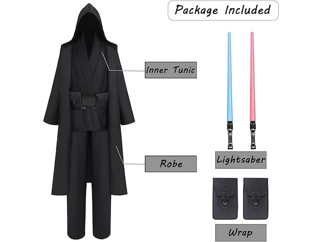 Jedi kostuum met blauwe lightsaber (large) - afbeelding 2 van  3