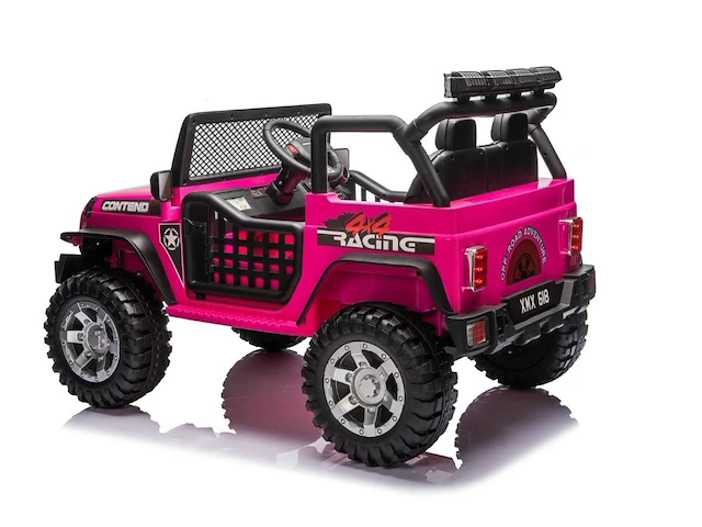 Jeep 4x4 elektrische kinderauto 12v - 1 tot 6 jaar - roze - afbeelding 2 van  2