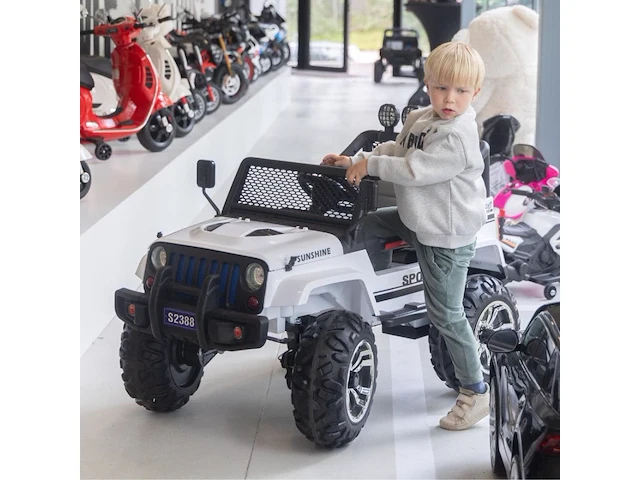 Jeep 4x4 elektrische kinderauto 12v - 1 tot 6 jaar - rubberen banden - rood (nieuw) - afbeelding 6 van  8