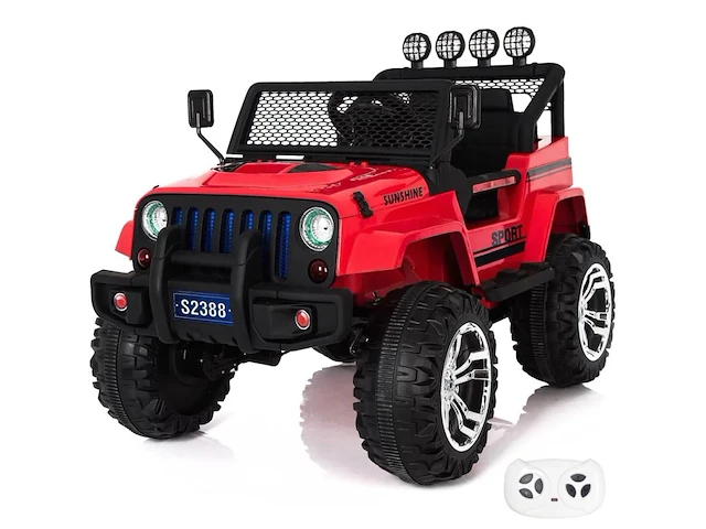 Jeep 4x4 elektrische kinderauto 12v - 1 tot 6 jaar - rubberen banden - rood (nieuw) - afbeelding 1 van  5