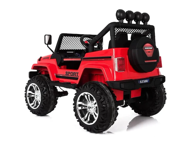 Jeep 4x4 elektrische kinderauto 12v - 1 tot 6 jaar - rubberen banden - rood (nieuw) - afbeelding 2 van  5