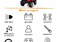 Jeep 4x4 elektrische kinderauto 12v - 1 tot 6 jaar - rubberen banden - rood (nieuw) - afbeelding 4 van  5