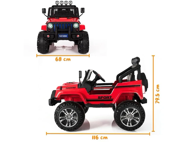 Jeep 4x4 elektrische kinderauto 12v - 1 tot 6 jaar - rubberen banden - wit (nieuw) - afbeelding 5 van  5
