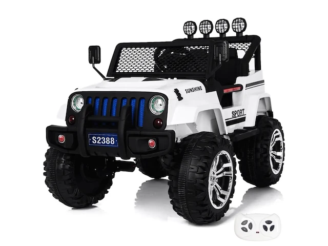 Jeep 4x4 elektrische kinderauto 12v - 1 tot 6 jaar - rubberen banden - wit (nieuw) - afbeelding 1 van  7