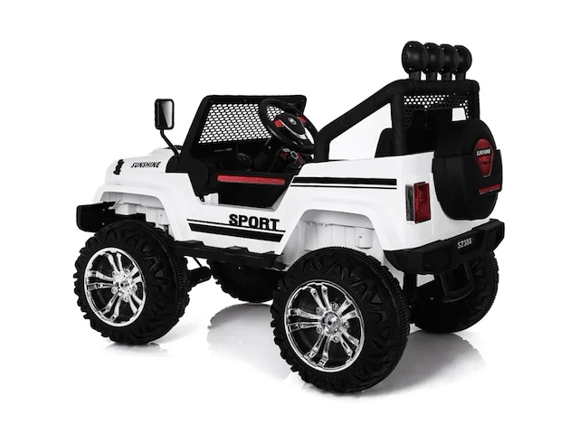 Jeep 4x4 elektrische kinderauto 12v - 1 tot 6 jaar - rubberen banden - wit (nieuw) - afbeelding 2 van  7