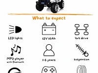 Jeep 4x4 elektrische kinderauto 12v - 1 tot 6 jaar - rubberen banden - wit (nieuw) - afbeelding 6 van  7