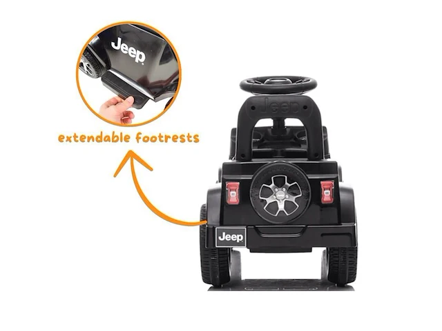Jeep wrangler loopauto met duwstang - zwart - afbeelding 5 van  8