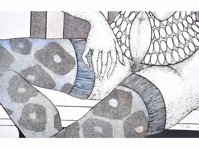 Jef van tuerenhout (1926 – 2006) - naakt - ets - afbeelding 6 van  7
