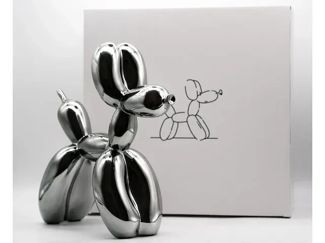 Jeff koons, silver gray balloon dog xxl - afbeelding 3 van  3
