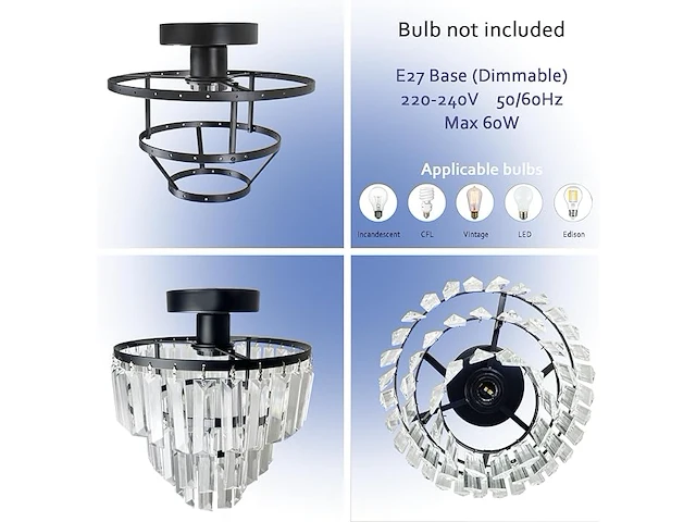 Jhlbyl moderne kristallen plafondlamp - afbeelding 3 van  4
