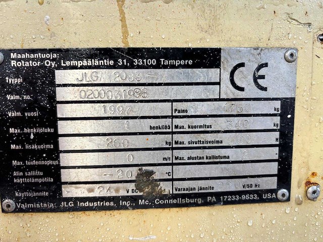 Jlg - 2033e - aerial work platforms - 1997 - afbeelding 9 van  10