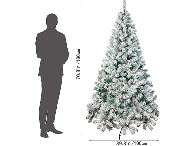 Jofony gevlokte kerstboom (180 x 100 cm) - afbeelding 2 van  4