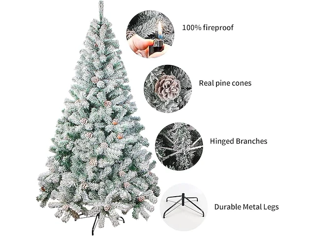 Jofony gevlokte kerstboom (180 x 100 cm) - afbeelding 3 van  4