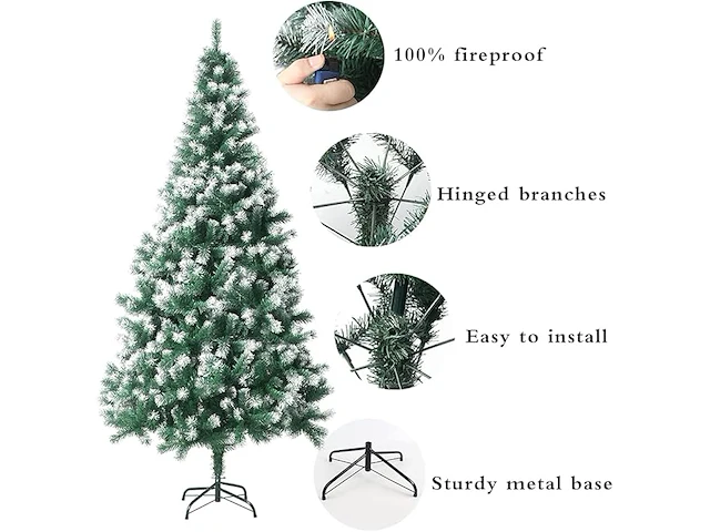 Jofony gevlokte kerstboom (210 x 115 cm) - afbeelding 5 van  5