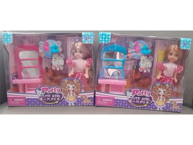 Jonotoys cute girl patty 11,50 cm met kaptafel - afbeelding 1 van  3