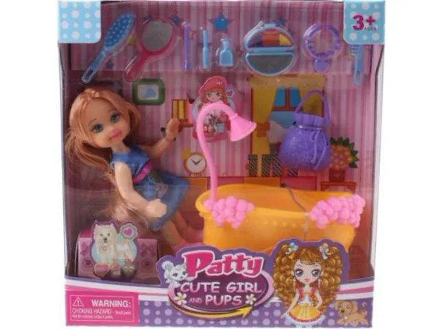 Jonotoys cute girl patty badkamer met accessoires geel 12 cm - afbeelding 3 van  5