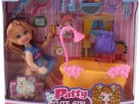 Jonotoys cute girl patty badkamer met accessoires geel 12 cm - afbeelding 5 van  5