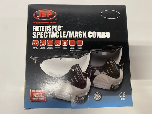 Jsp fmp3v filterspec masker met bril + 8x10 jsp ffp2 filters - afbeelding 5 van  5
