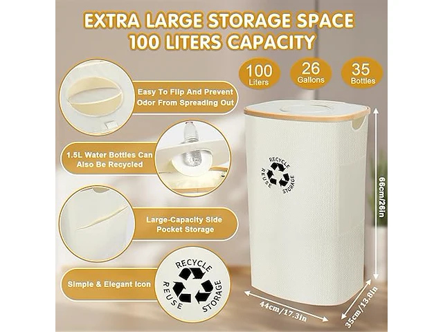 Junebrushs verzamelcontainer met deksel, 100 l - afbeelding 5 van  5