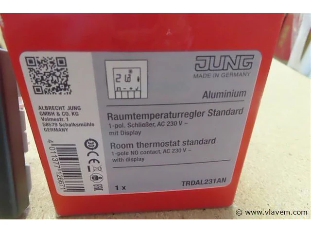 Jung kamerthermostaat met display 1no 230v - afbeelding 2 van  3