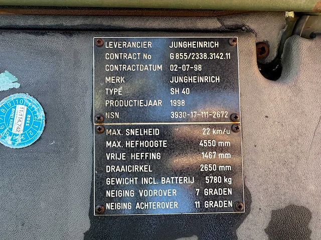 Jungheinrich - sh40-5a2 - forklift trucks - ex army - afbeelding 13 van  22