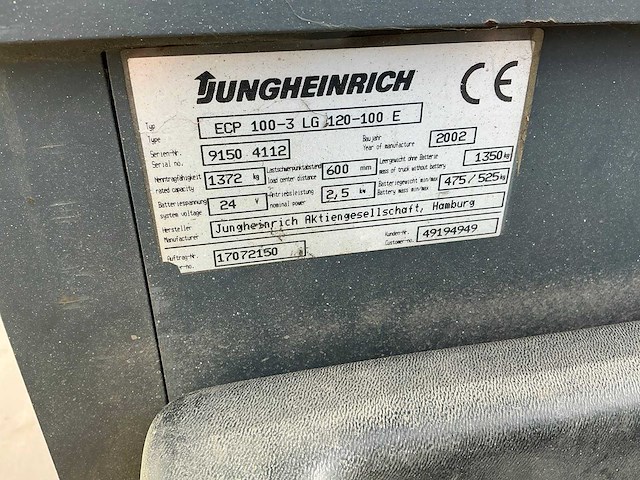 Jungheinrich ecp100-3 industriële trekker - afbeelding 7 van  8