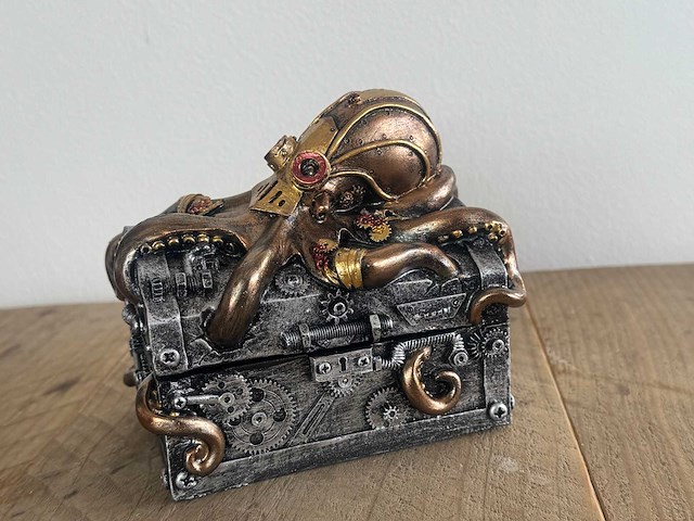 Juwelenkistje octopus steampunk h12cm - afbeelding 1 van  3