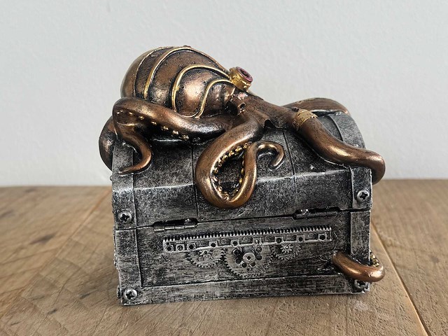 Juwelenkistje octopus steampunk h12cm - afbeelding 2 van  3