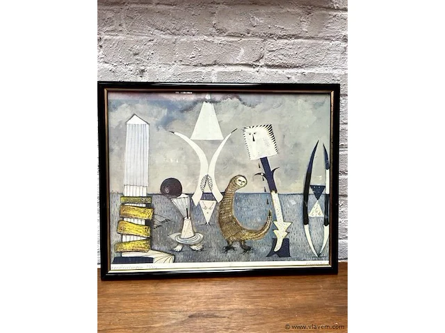 Kader glas getekend h:43 cm x 53 cm - afbeelding 1 van  2