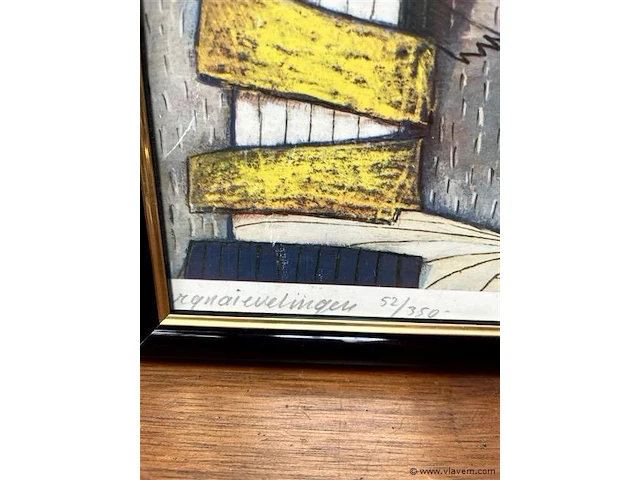 Kader glas getekend h:43 cm x 53 cm - afbeelding 2 van  2
