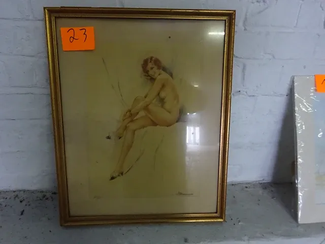 Kader naakt getekend en genummerd - afbeelding 1 van  2