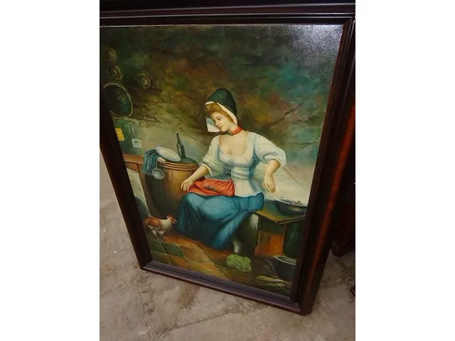 Kader vrouw+haan 105x70 - afbeelding 1 van  3