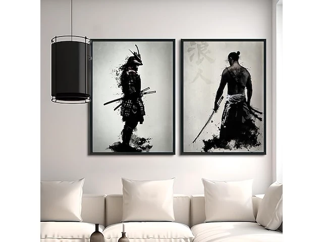 Kaidaartlh 2x samurai japanse afbeelding op canvas - afbeelding 1 van  1