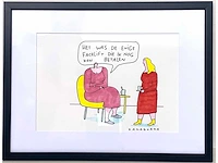 Kamagurka - facelift - inkt en kleurstift op papier - ingelijst - afbeelding 2 van  5