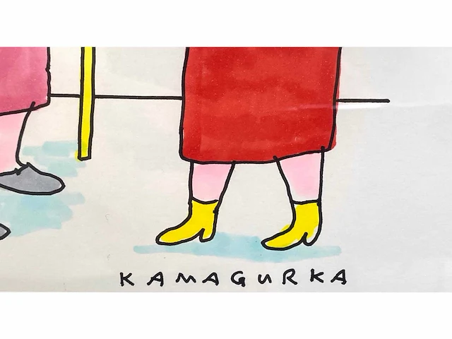 Kamagurka - facelift - inkt en kleurstift op papier - ingelijst - afbeelding 3 van  5