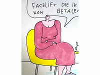 Kamagurka - facelift - inkt en kleurstift op papier - ingelijst - afbeelding 4 van  5
