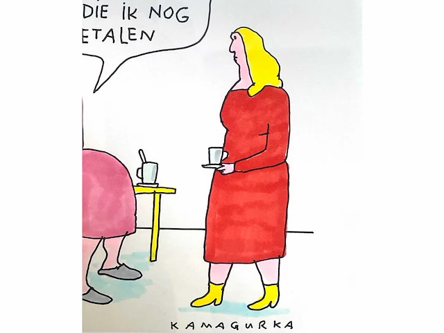 Kamagurka - facelift - inkt en kleurstift op papier - ingelijst - afbeelding 5 van  5
