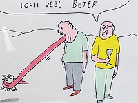 Kamagurka - op vakantie - inkt en kleurstift op papier - ingelijst - afbeelding 4 van  5