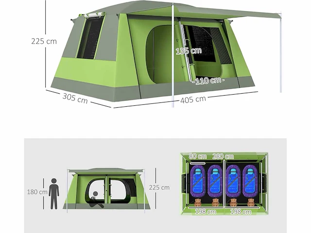Kampeertent met veranda voor 4 tot 8 personen - afbeelding 7 van  8