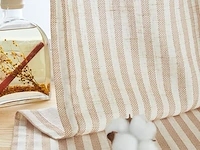 Kant en klare linnen gordijnen met ringen- bruin:beige - afbeelding 1 van  4