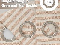 Kant en klare linnen gordijnen met ringen- bruin:beige - afbeelding 3 van  4