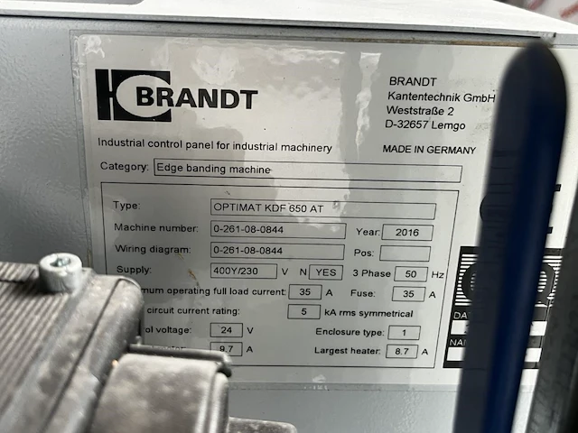 Kantenlijmer brandt optimat kdf 650 at, bwj. 2016 - afbeelding 5 van  14