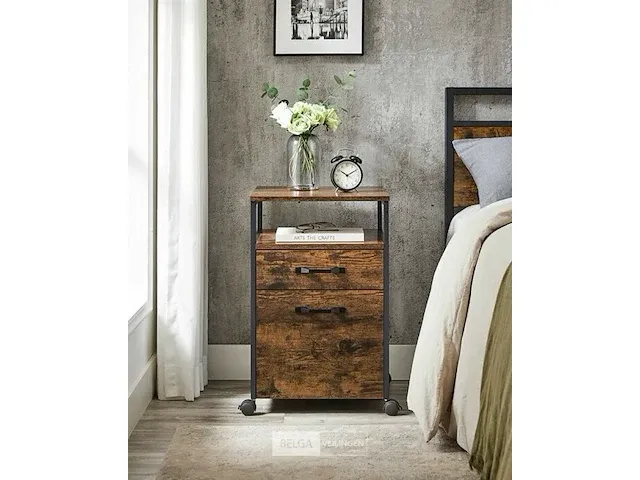 Kantoorkast - bruin/zwart - metaal - 41x45x66 - afbeelding 2 van  3